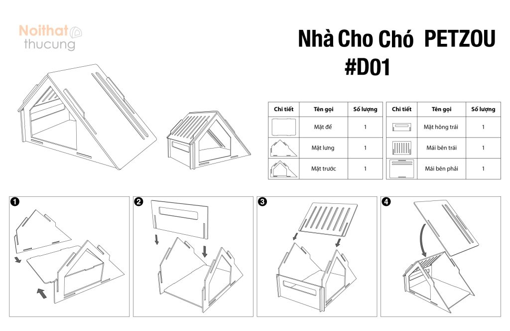 Nội thất thú cưng, nhà cho chó gác mái